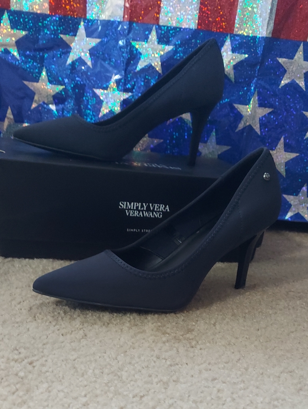 Simply Vera Vera Wang Navy Pointed-Toe Mid Heel Pumps